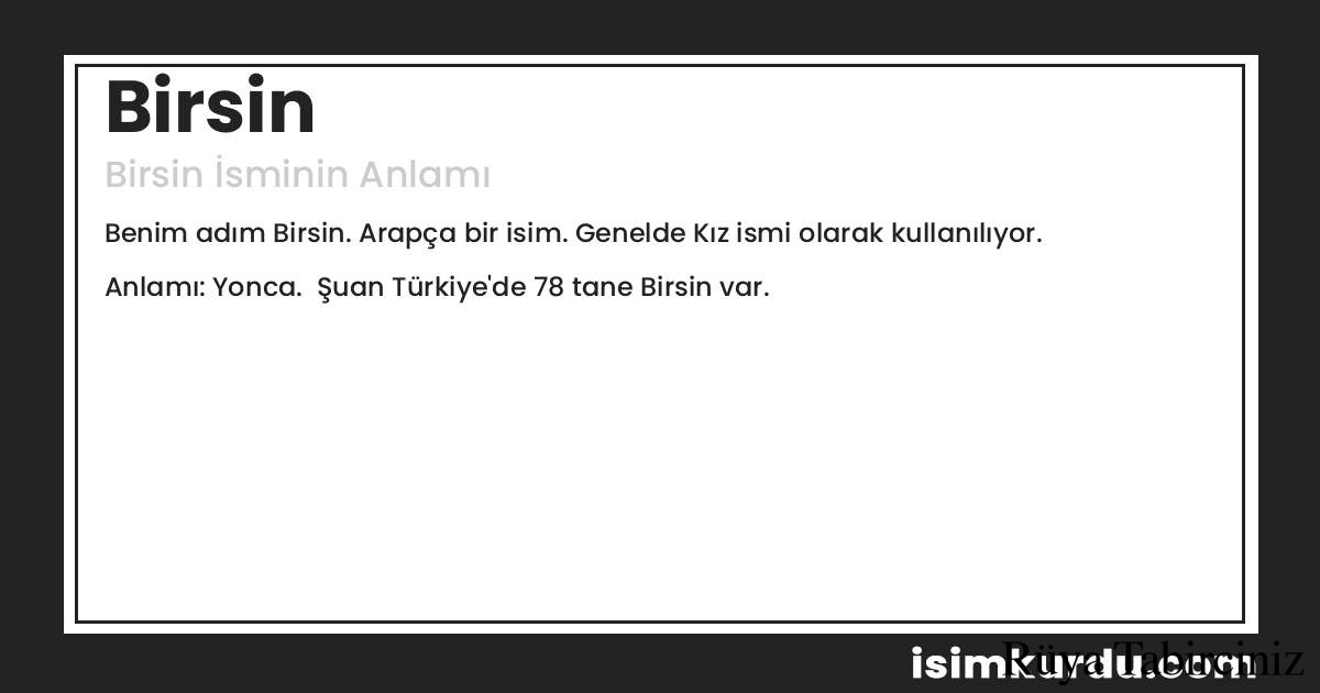 Birsin isminin anlamı