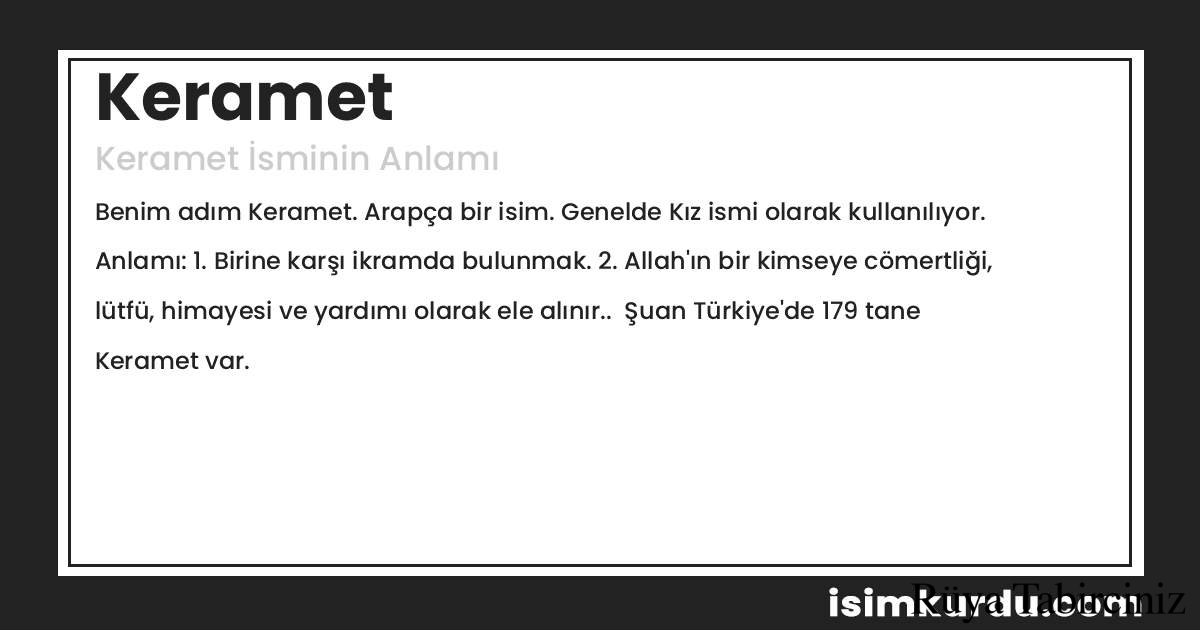 Keramet isminin anlamı