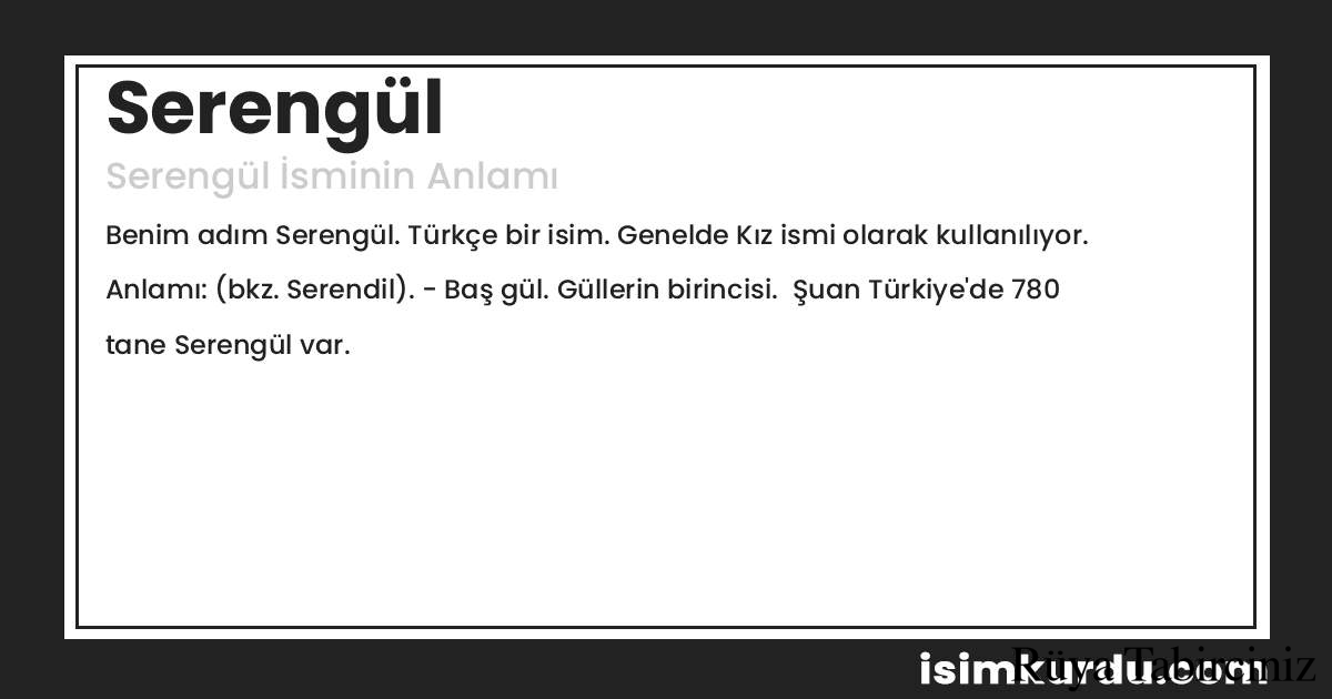 Serengül isminin anlamı