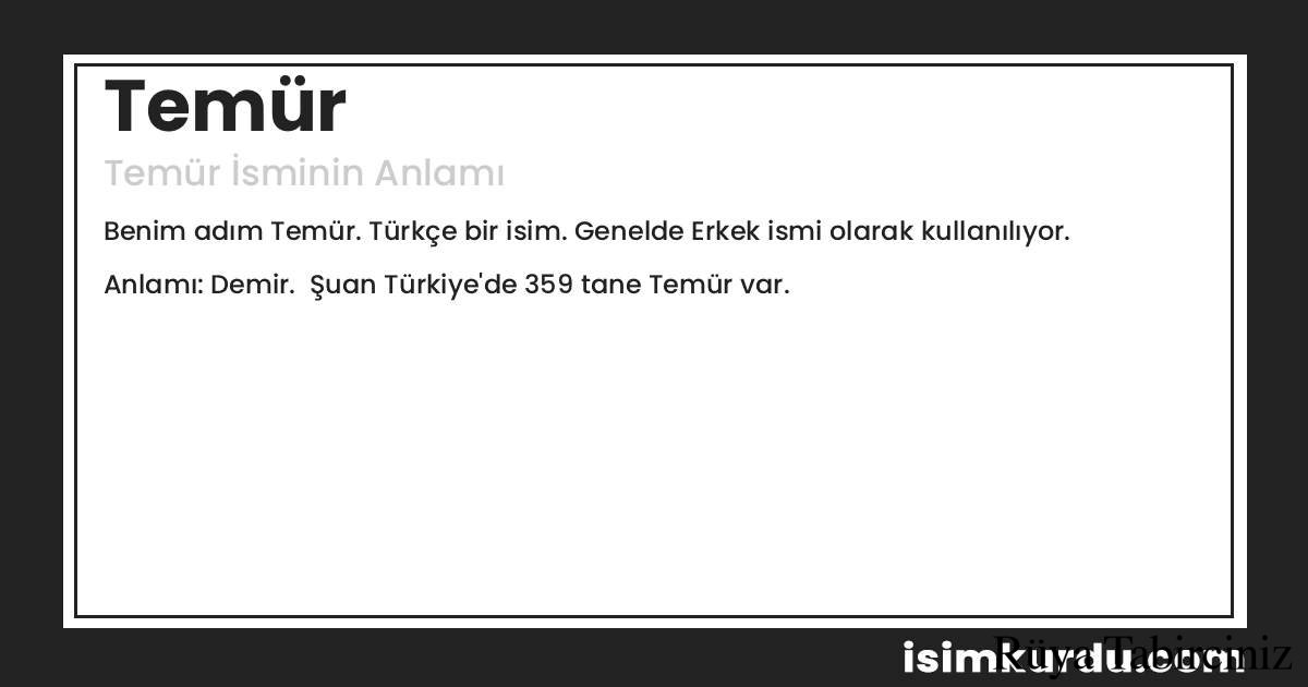 Temür isminin anlamı