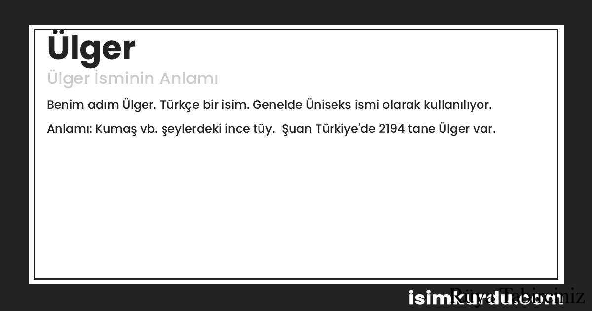 Ülger isminin anlamı