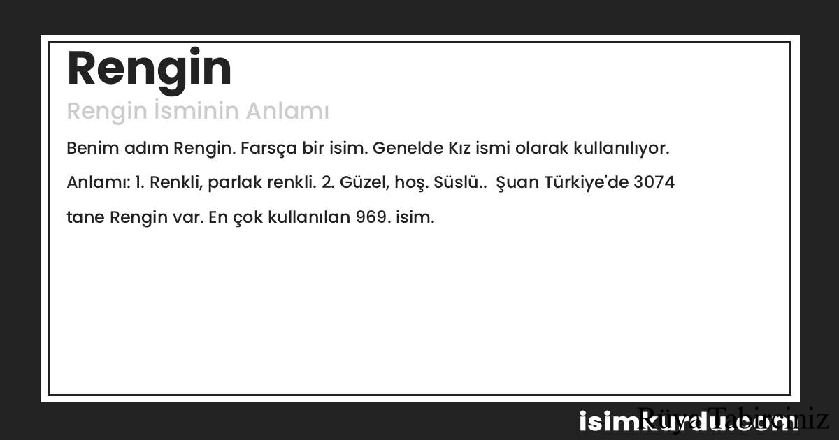 Rengin isminin anlamı