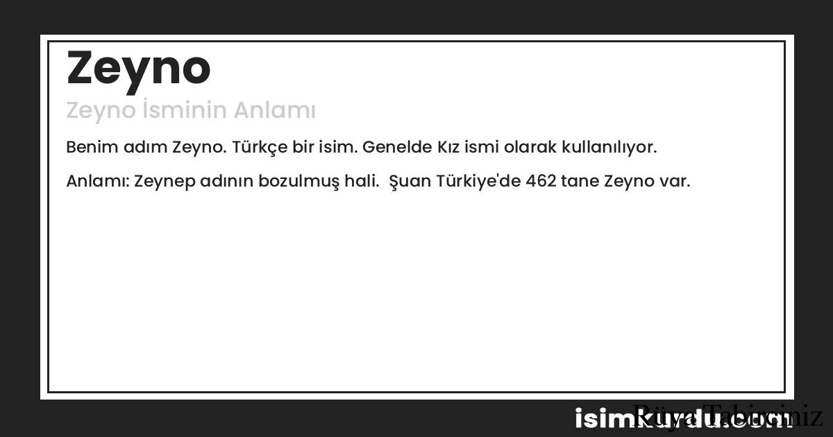 Zeyno isminin anlamı